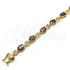 Pulsera Tennis 03.210.0069.1.08 Oro Laminado, con Granate and Blanca Zirconia Cubica, Pulido, Tono Dorado (06 MM Thickness, 8 Inches Length)