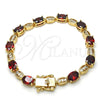 Pulsera Tennis 03.210.0069.1.08 Oro Laminado, con Granate and Blanca Zirconia Cubica, Pulido, Tono Dorado (06 MM Thickness, 8 Inches Length)