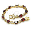 Pulsera Tennis 03.210.0069.1.08 Oro Laminado, con Granate and Blanca Zirconia Cubica, Pulido, Tono Dorado (06 MM Thickness, 8 Inches Length)