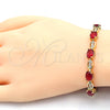 Pulsera Tennis 03.210.0069.2.08 Oro Laminado, con Rubi and Blanca Zirconia Cubica, Pulido, Tono Dorado (06 MM Thickness, 8 Inches Length)