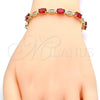 Pulsera Tennis 03.210.0069.2.08 Oro Laminado, con Rubi and Blanca Zirconia Cubica, Pulido, Tono Dorado (06 MM Thickness, 8 Inches Length)
