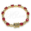Pulsera Tennis 03.210.0069.2.08 Oro Laminado, con Rubi and Blanca Zirconia Cubica, Pulido, Tono Dorado (06 MM Thickness, 8 Inches Length)