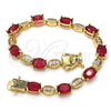 Pulsera Tennis 03.210.0069.2.08 Oro Laminado, con Rubi and Blanca Zirconia Cubica, Pulido, Tono Dorado (06 MM Thickness, 8 Inches Length)