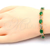 Pulsera Tennis 03.210.0069.3.08 Oro Laminado, con Verde and Blanca Zirconia Cubica, Pulido, Tono Dorado (06 MM Thickness, 8 Inches Length)