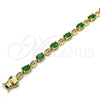 Pulsera Tennis 03.210.0069.3.08 Oro Laminado, con Verde and Blanca Zirconia Cubica, Pulido, Tono Dorado (06 MM Thickness, 8 Inches Length)