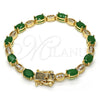 Pulsera Tennis 03.210.0069.3.08 Oro Laminado, con Verde and Blanca Zirconia Cubica, Pulido, Tono Dorado (06 MM Thickness, 8 Inches Length)