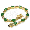 Pulsera Tennis 03.210.0069.3.08 Oro Laminado, con Verde and Blanca Zirconia Cubica, Pulido, Tono Dorado (06 MM Thickness, 8 Inches Length)