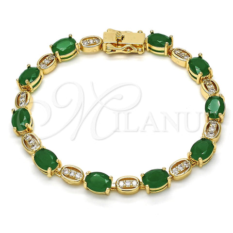 Pulsera Tennis 03.210.0069.3.08 Oro Laminado, con Verde and Blanca Zirconia Cubica, Pulido, Tono Dorado (06 MM Thickness, 8 Inches Length)