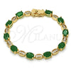Pulsera Tennis 03.210.0069.3.08 Oro Laminado, con Verde and Blanca Zirconia Cubica, Pulido, Tono Dorado (06 MM Thickness, 8 Inches Length)