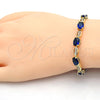 Pulsera Tennis 03.210.0069.4.08 Oro Laminado, con Zafiro Azul and Blanca Zirconia Cubica, Pulido, Tono Dorado (06 MM Thickness, 8 Inches Length)