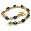 Pulsera Tennis 03.210.0069.4.08 Oro Laminado, con Zafiro Azul and Blanca Zirconia Cubica, Pulido, Tono Dorado (06 MM Thickness, 8 Inches Length)