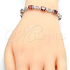 Pulsera Tennis 03.210.0069.6.08 Rodio Laminado, con Zirconia Cubica Granate y Blanca, Pulido, Rodinado (Grosor 06 MM, 8 Pulgadas de Largo)