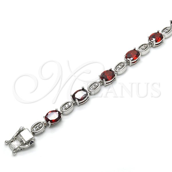 Pulsera Tennis 03.210.0069.6.08 Rodio Laminado, con Zirconia Cubica Granate y Blanca, Pulido, Rodinado (Grosor 06 MM, 8 Pulgadas de Largo)