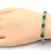 Pulsera Tennis 03.210.0069.7.08 Rodio Laminado, con Zirconia Cubica Verde y Blanca, Pulido, Rodinado (Grosor 06 MM, 8 Pulgadas de Largo)
