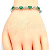 Pulsera Tennis 03.210.0069.7.08 Rodio Laminado, con Zirconia Cubica Verde y Blanca, Pulido, Rodinado (Grosor 06 MM, 8 Pulgadas de Largo)