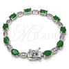 Pulsera Tennis 03.210.0069.7.08 Rodio Laminado, con Zirconia Cubica Verde y Blanca, Pulido, Rodinado (Grosor 06 MM, 8 Pulgadas de Largo)