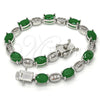 Pulsera Tennis 03.210.0069.7.08 Rodio Laminado, con Zirconia Cubica Verde y Blanca, Pulido, Rodinado (Grosor 06 MM, 8 Pulgadas de Largo)
