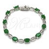 Pulsera Tennis 03.210.0069.7.08 Rodio Laminado, con Zirconia Cubica Verde y Blanca, Pulido, Rodinado (Grosor 06 MM, 8 Pulgadas de Largo)