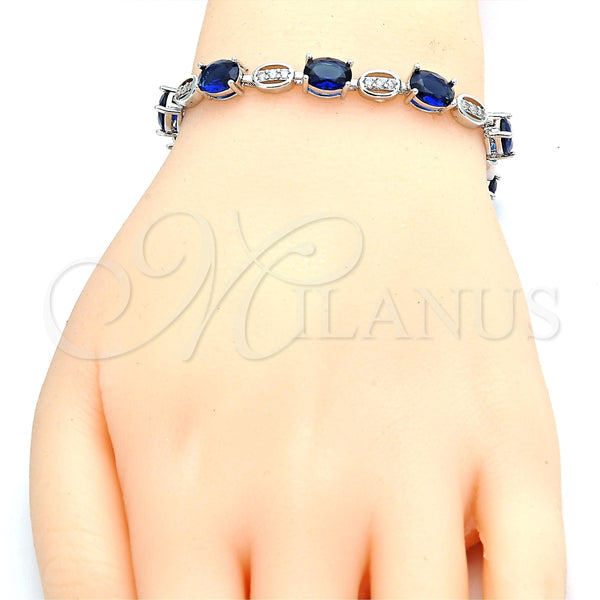 Pulsera Tennis 03.210.0069.8.08 Rodio Laminado, con Zirconia Cubica Zafiro Azul y Blanca, Pulido, Rodinado (Grosor 06 MM, 8 Pulgadas de Largo)