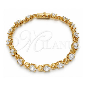 Pulsera Tennis 03.210.0070.08 Oro Laminado, Diseño de Cierre De Cajon, con Zirconia Cubica Blanca, Pulido, Tono Dorado (Grosor 06 MM, 8 Pulgadas de Largo)