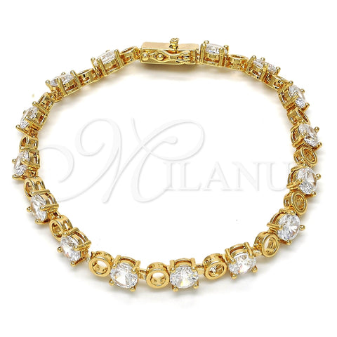 Pulsera Tennis 03.210.0070.08 Oro Laminado, con Blanca Zirconia Cubica, Pulido, Tono Dorado (06 MM Thickness, 8 Inches Length)