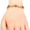 Pulsera Tennis 03.210.0070.1.08 Oro Laminado, con Granate and Blanca Zirconia Cubica, Pulido, Tono Dorado (06 MM Thickness, 8 Inches Length)