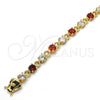 Pulsera Tennis 03.210.0070.1.08 Oro Laminado, con Granate and Blanca Zirconia Cubica, Pulido, Tono Dorado (06 MM Thickness, 8 Inches Length)