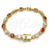 Pulsera Tennis 03.210.0070.1.08 Oro Laminado, con Granate and Blanca Zirconia Cubica, Pulido, Tono Dorado (06 MM Thickness, 8 Inches Length)