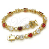 Pulsera Tennis 03.210.0070.1.08 Oro Laminado, con Granate and Blanca Zirconia Cubica, Pulido, Tono Dorado (06 MM Thickness, 8 Inches Length)