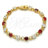 Pulsera Tennis 03.210.0070.1.08 Oro Laminado, con Granate and Blanca Zirconia Cubica, Pulido, Tono Dorado (06 MM Thickness, 8 Inches Length)