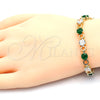 Pulsera Tennis 03.210.0070.3.08 Oro Laminado, con Verde and Blanca Zirconia Cubica, Pulido, Tono Dorado (06 MM Thickness, 8 Inches Length)
