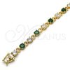 Pulsera Tennis 03.210.0070.3.08 Oro Laminado, con Verde and Blanca Zirconia Cubica, Pulido, Tono Dorado (06 MM Thickness, 8 Inches Length)