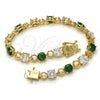 Pulsera Tennis 03.210.0070.3.08 Oro Laminado, con Verde and Blanca Zirconia Cubica, Pulido, Tono Dorado (06 MM Thickness, 8 Inches Length)