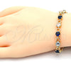 Pulsera Tennis 03.210.0070.4.08 Oro Laminado, con Zafiro Azul and Blanca Zirconia Cubica, Pulido, Tono Dorado (06 MM Thickness, 8 Inches Length)