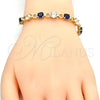 Pulsera Tennis 03.210.0070.4.08 Oro Laminado, con Zafiro Azul and Blanca Zirconia Cubica, Pulido, Tono Dorado (06 MM Thickness, 8 Inches Length)