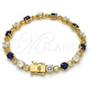 Pulsera Tennis 03.210.0070.4.08 Oro Laminado, con Zafiro Azul and Blanca Zirconia Cubica, Pulido, Tono Dorado (06 MM Thickness, 8 Inches Length)