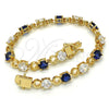 Pulsera Tennis 03.210.0070.4.08 Oro Laminado, con Zafiro Azul and Blanca Zirconia Cubica, Pulido, Tono Dorado (06 MM Thickness, 8 Inches Length)