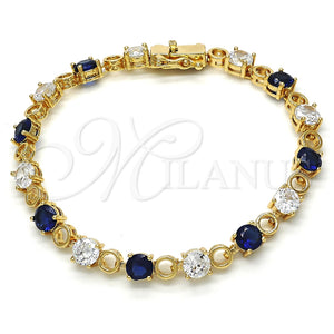 Pulsera Tennis 03.210.0070.4.08 Oro Laminado, con Zafiro Azul and Blanca Zirconia Cubica, Pulido, Tono Dorado (06 MM Thickness, 8 Inches Length)