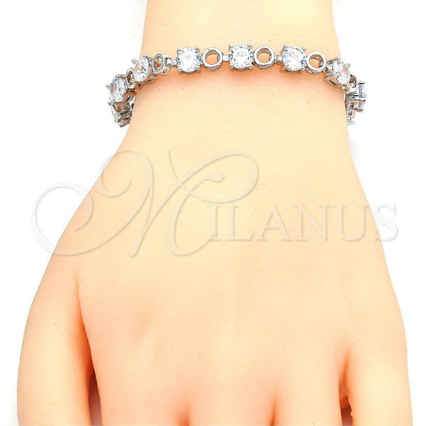 Pulsera Tennis 03.210.0070.5.08 Rodio Laminado, con Zirconia Cubica Blanca, Pulido, Rodinado (Grosor 06 MM, 8 Pulgadas de Largo)