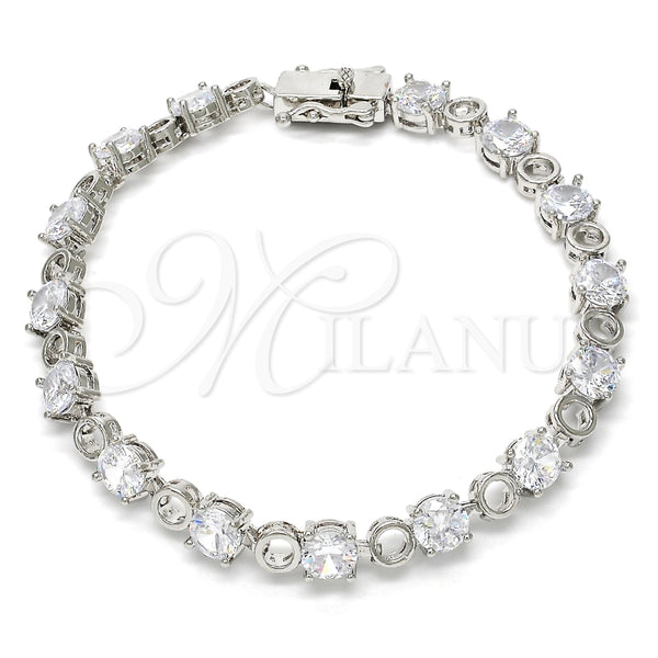 Pulsera Tennis 03.210.0070.5.08 Rodio Laminado, con Zirconia Cubica Blanca, Pulido, Rodinado (Grosor 06 MM, 8 Pulgadas de Largo)