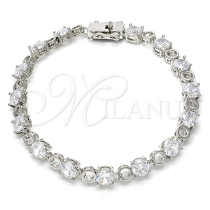 Pulsera Tennis 03.210.0070.5.08 Rodio Laminado, con Zirconia Cubica Blanca, Pulido, Rodinado (Grosor 06 MM, 8 Pulgadas de Largo)