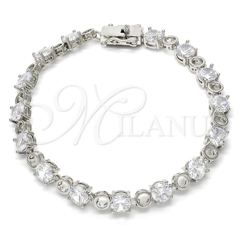 Pulsera Tennis 03.210.0070.5.08 Rodio Laminado, con Zirconia Cubica Blanca, Pulido, Rodinado (Grosor 06 MM, 8 Pulgadas de Largo)