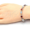 Pulsera Tennis 03.210.0070.6.08 Rodio Laminado, con Zirconia Cubica Granate y Blanca, Pulido, Rodinado (Grosor 06 MM, 8 Pulgadas de Largo)