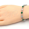Pulsera Tennis 03.210.0070.7.08 Rodio Laminado, con Zirconia Cubica Verde y Blanca, Pulido, Rodinado (Grosor 06 MM, 8 Pulgadas de Largo)