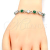 Pulsera Tennis 03.210.0070.7.08 Rodio Laminado, con Zirconia Cubica Verde y Blanca, Pulido, Rodinado (Grosor 06 MM, 8 Pulgadas de Largo)