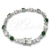 Pulsera Tennis 03.210.0070.7.08 Rodio Laminado, con Zirconia Cubica Verde y Blanca, Pulido, Rodinado (Grosor 06 MM, 8 Pulgadas de Largo)