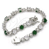 Pulsera Tennis 03.210.0070.7.08 Rodio Laminado, con Zirconia Cubica Verde y Blanca, Pulido, Rodinado (Grosor 06 MM, 8 Pulgadas de Largo)