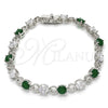 Pulsera Tennis 03.210.0070.7.08 Rodio Laminado, con Zirconia Cubica Verde y Blanca, Pulido, Rodinado (Grosor 06 MM, 8 Pulgadas de Largo)