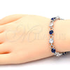 Pulsera Tennis 03.210.0070.8.08 Rodio Laminado, con Zirconia Cubica Zafiro Azul y Blanca, Pulido, Rodinado (Grosor 06 MM, 8 Pulgadas de Largo)