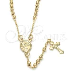 Rosario Fino 09.02.0040.18 Oro Laminado, Diseño de Divino Niño y Crucifijo, Pulido, Tono Dorado